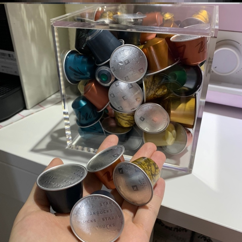 Covered large-capacity coffee three and a half meal storage box display box dust-proof coffee shop high-end high-end coffee sugar square