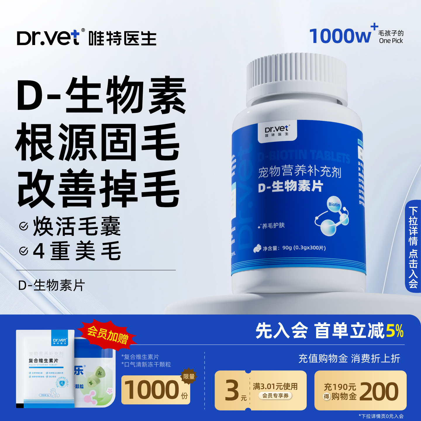Dr. Weite D Biosin Cat Beauty Hair Средство от выпадения волос для собак с рыбьим жиром и лецитином - комплексные питательные таблетки для домашних животных Изображение 1