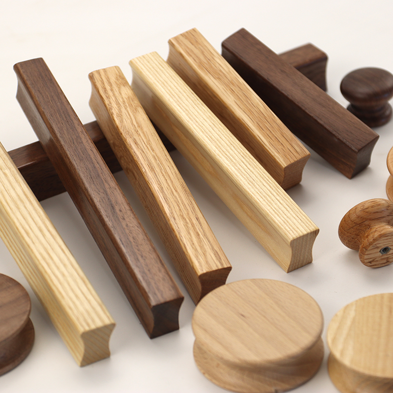Overall cabinet wood handle solid wood Nordic cupboard door handle wood drawer wardrobe cabinet door wooden handle modern brief
