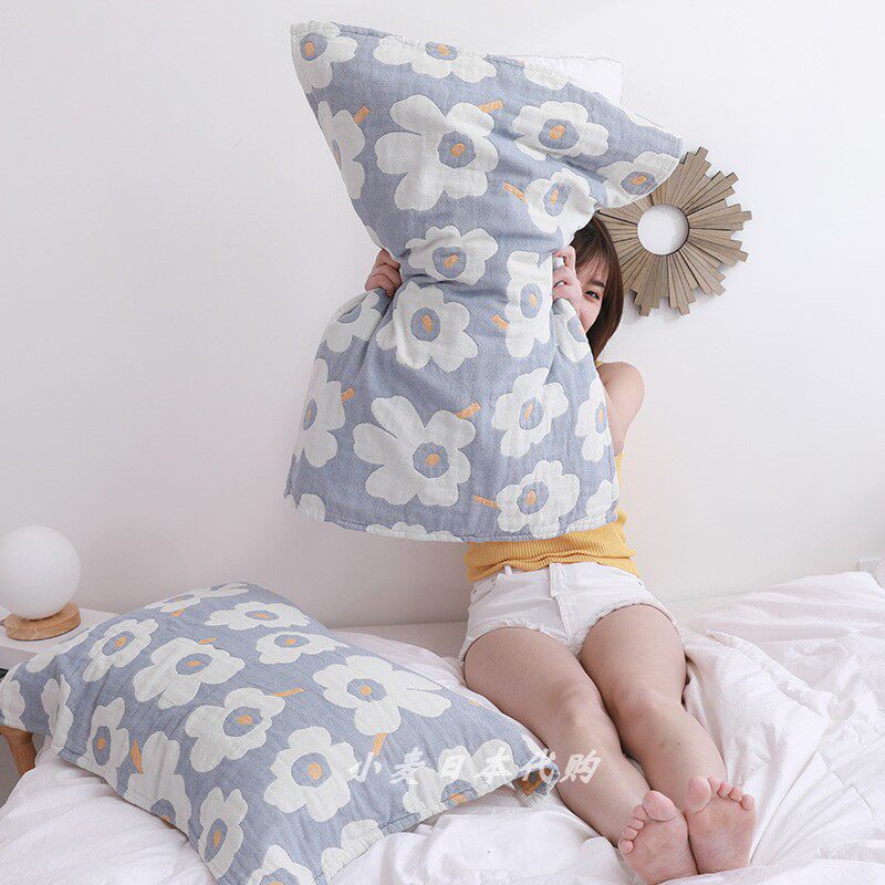 Japanese pillow towel pure cotton a pair of household high-grade Nordic cotton gauze single student pillow couple four seasons