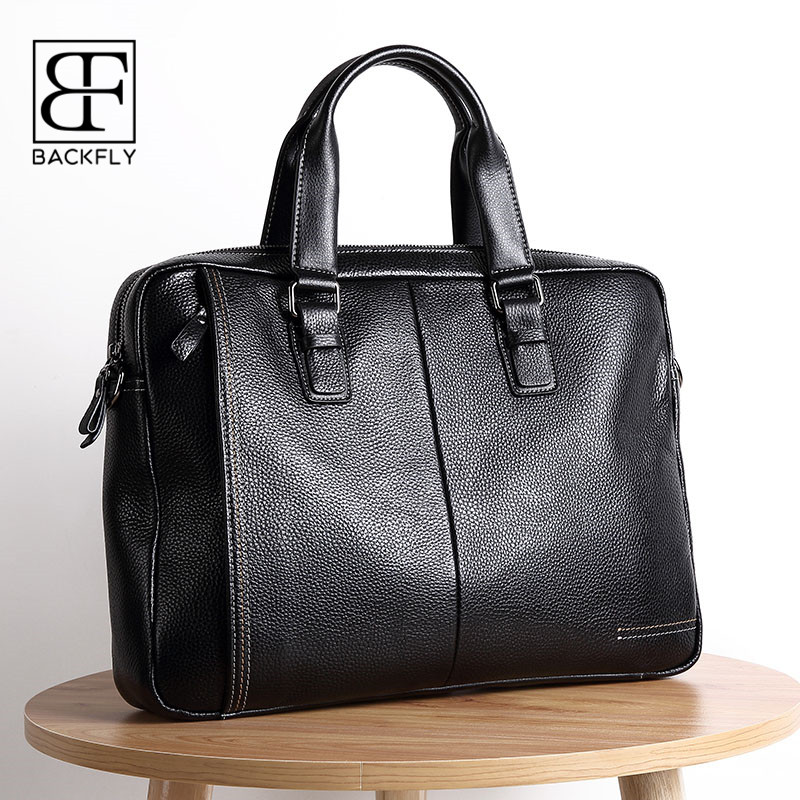 Men's handbag Male briefcase Male briefcase Male Business Leisure Computer Package Bull Leather Tide Single Shoulder Inclined Satchel Handbag with male bag