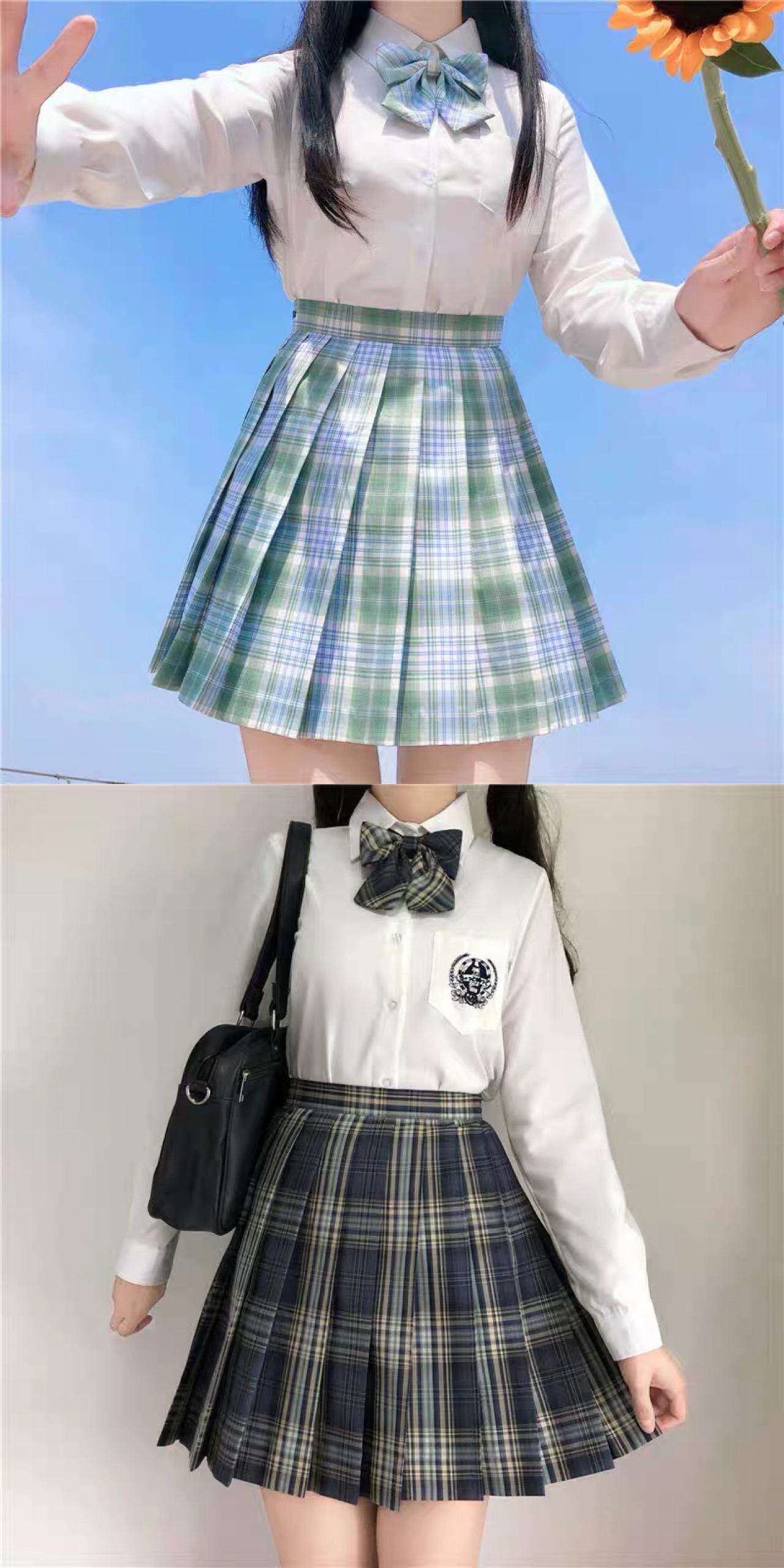 товар из китая jk制服裙正版原创秋冬百褶短裙全套半身裙学院风学生套装格裙女夏