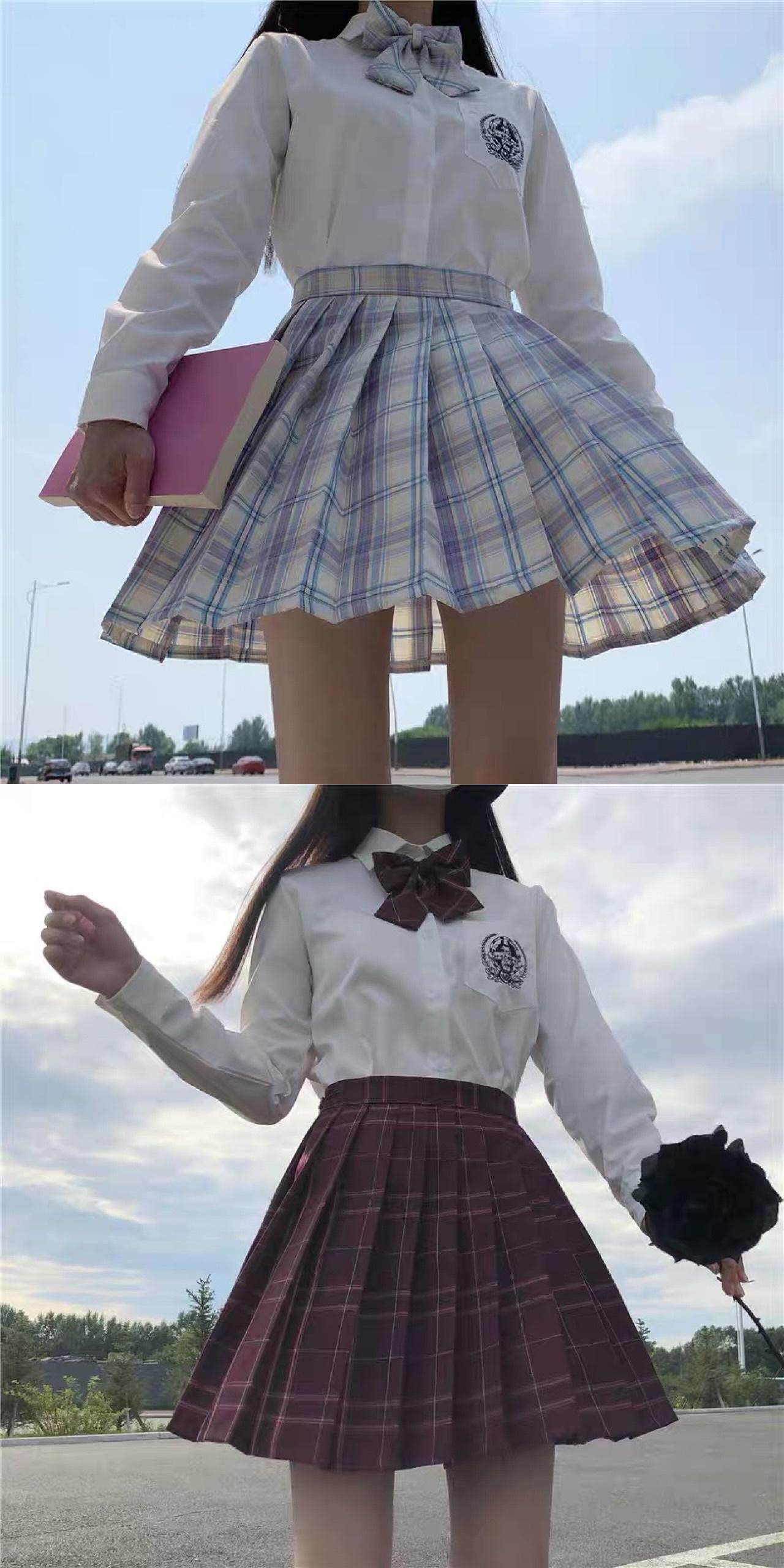 товар из китая jk制服裙正版原创秋冬百褶短裙全套半身裙学院风学生套装格裙女夏