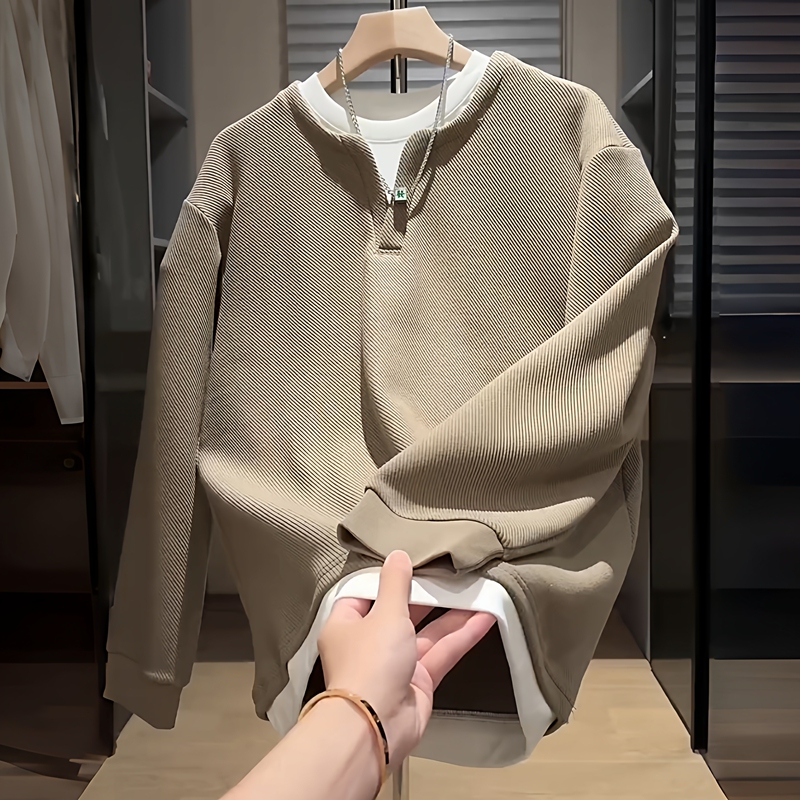 2026 Autumn Trendy Brand Fake Two-Piece V-Neck Sweatshirt for Men, High-End Light Luxury Fashion, Loose and Versatile Casual Top 2026 Autumn Trendy Brand Fake Two-Piece V-Neck Sweatshirt for Men, High-End Light Luxury Fashion, Loose and Versatile Casual Top