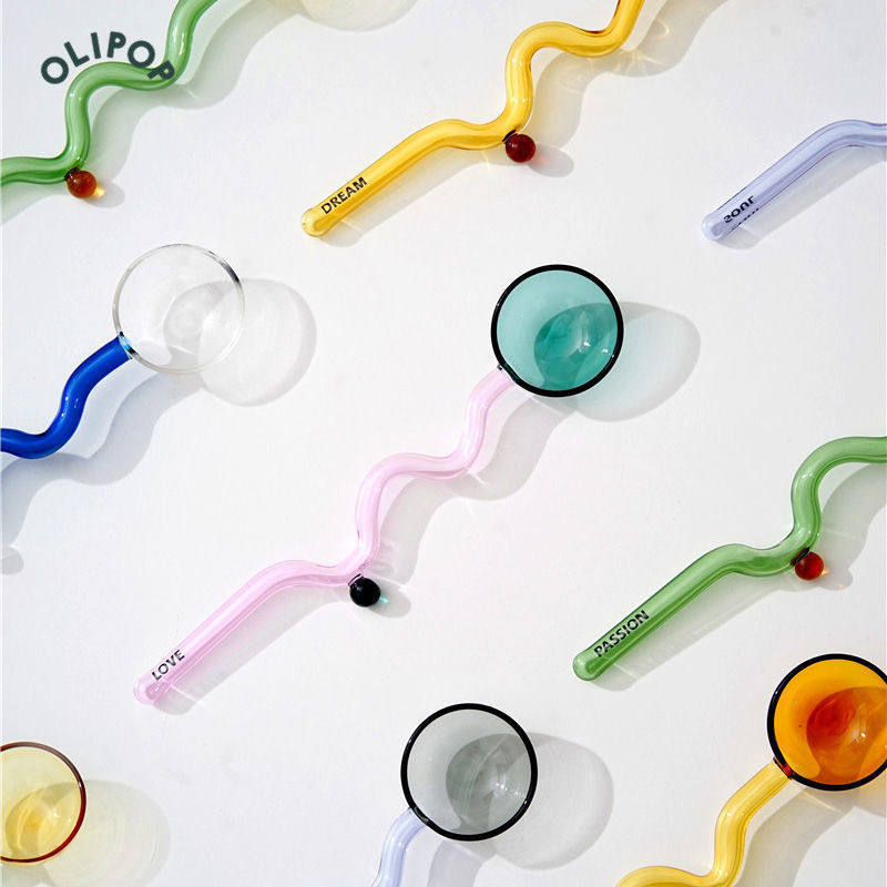 Especially good looking spoon Home Dormitory Dry Meals people Powder Creative Glass Spoon High Face Value Colorful Candy Spoon