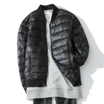 High-quality 2025 winter new lightweight collarless down jacket men's baseball uniform warm liner round neck jacket jacket