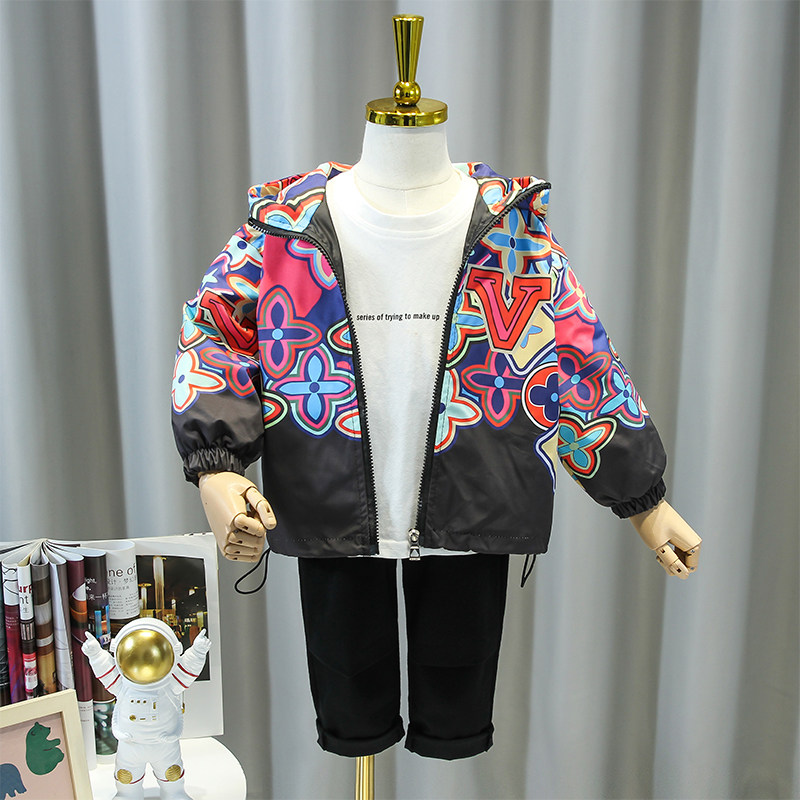 Boys' jackets spring clothes for children and middle-aged children 2022 new fashion hooded zipper shirts Western style casual spring and autumn jackets