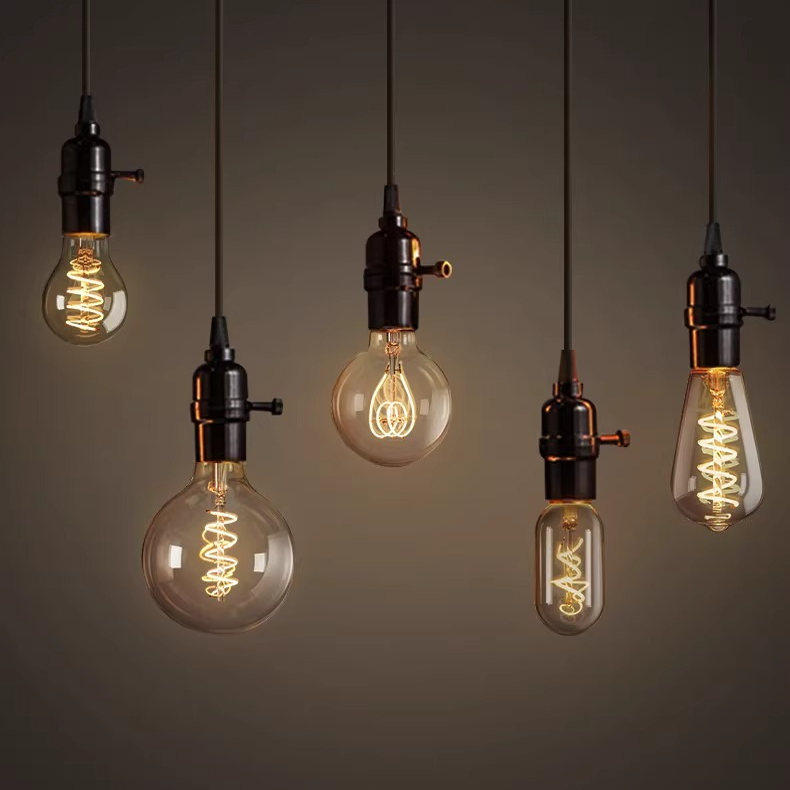 Ретро промышленный стиль ins Edison brown лампа светодиодная витрина магазина одежды кофейня барная стойка маленькая люстра Изображение 1