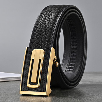 Widened 3.8cm bison leather men's belt genuine leather inner wear stainless steel automatic buckle belt business first layer cowhide