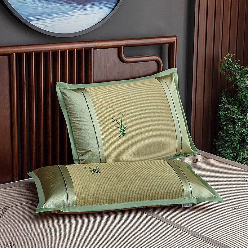 Yiliang cool mat pillowcase rush mat pillowcase single single straw pillow core seat summer summer cool pair