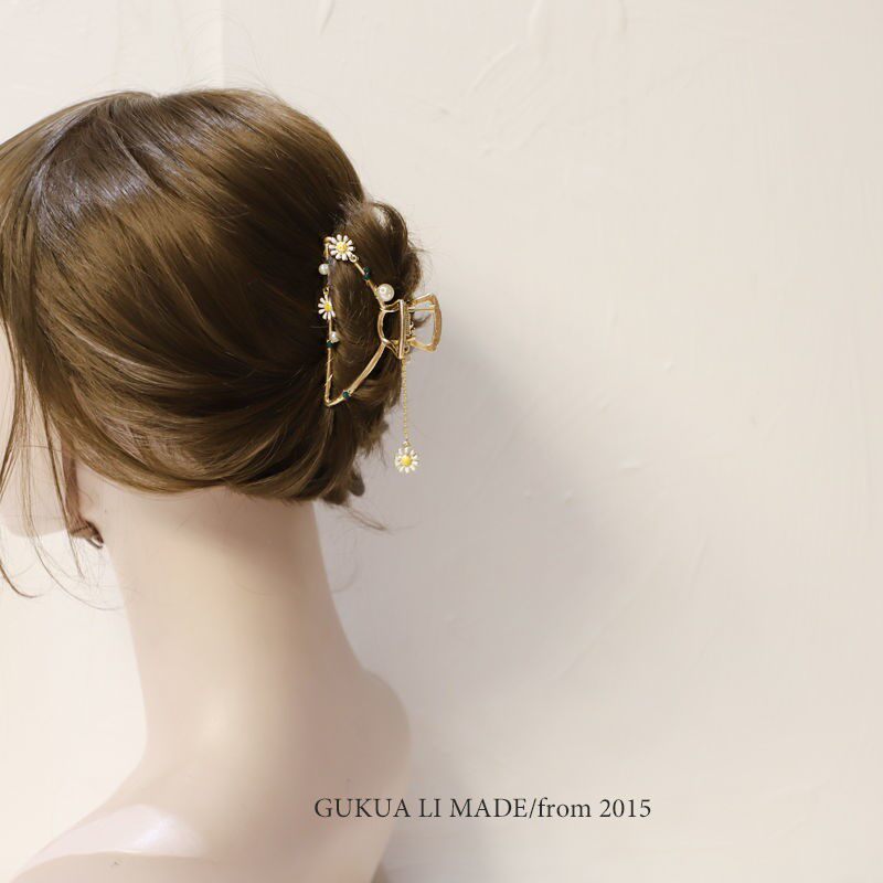 Grab Clip Woman Summer Hair Less Small Daisy Flow Su Pearl Grab Clip Super Fairy Hair Clip Nets Red Ins Cute Hair Accessories