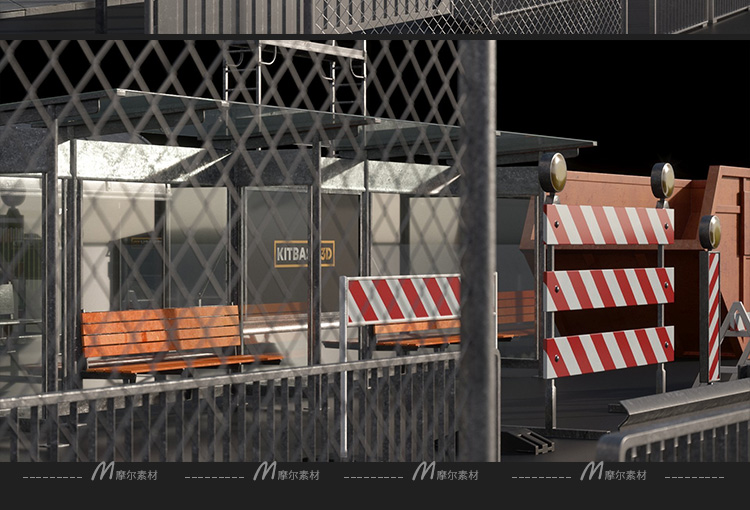 图片[10]-C4D交通道路设施设备路牌警示栏杆灯长椅路障公交站台3d模型MX115-cg男孩