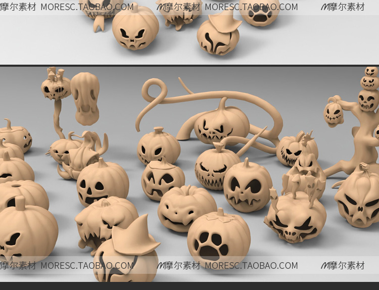 图片[5]-C4D/blender/max/玛雅/obj/fbx南瓜万圣节搞怪南瓜装饰模型素材-cg男孩