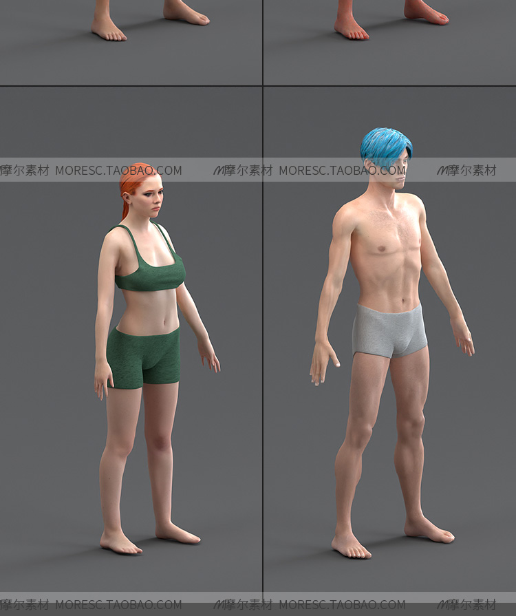 图片[7]-blender 人物男女角色站立站姿模型素材t pose 带骨骼绑定附带obj MX727-cg男孩