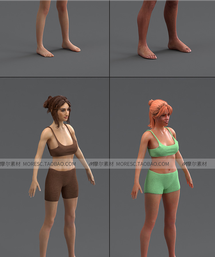 图片[6]-blender 人物男女角色站立站姿模型素材t pose 带骨骼绑定附带obj MX727-cg男孩