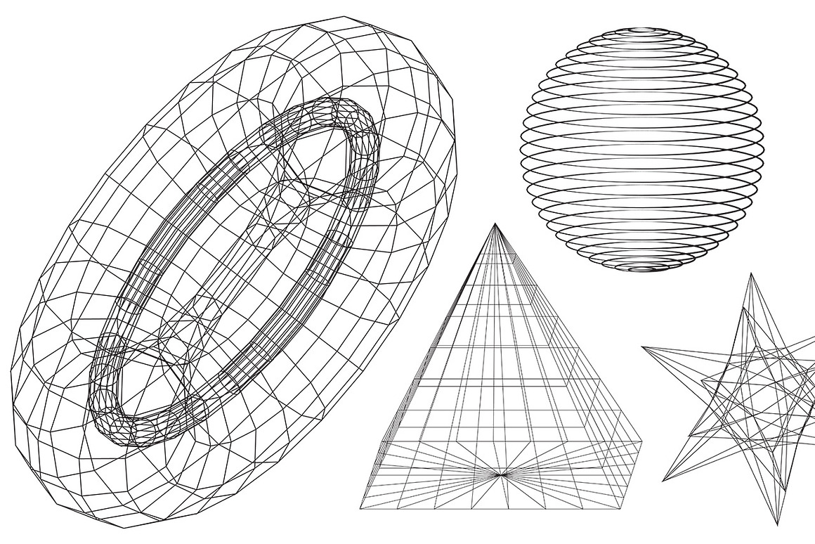 30 Wireframe Vectors, a Decorative Illustration by.jpg