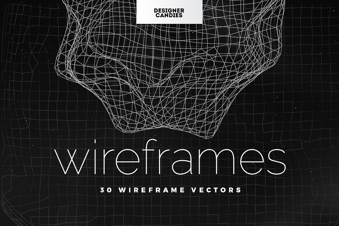30 Wireframe Vectors, a Decorative Illustration by.jpg