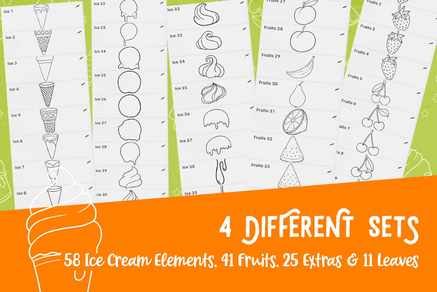 Procreate Icecream  Fruits Stamps  Brushes ~ Creat.jpg