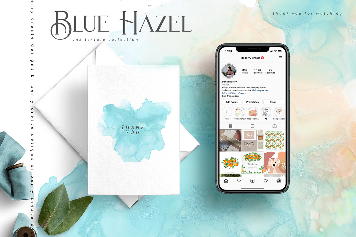 Blue Hazel ink texture, a Texture Graphic by Bilbe.jpg