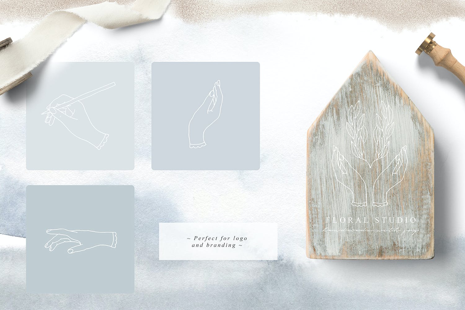 Scandi Leaf Watercolor Light Blue Gold Collection.jpg