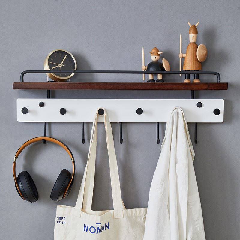 Entrance door wall Decorative Clothing Rack Hanging Entrance Door Pendant Wall Hanging Wall Hanging Clothes Hook Solid Wood Shelve