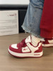 Pull-Back Wine Red White Sneakers for Women 2026 New Spring and Autumn Versatile Sneakers Retro Casual Shoes Thick-Soled Couple Shoes