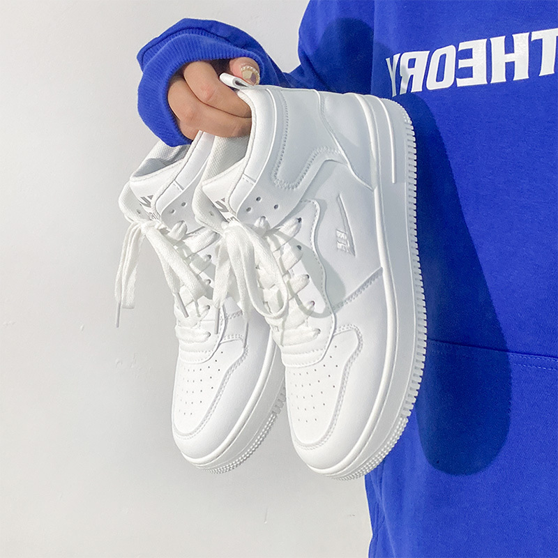 Pull-Back High-Top Shoes for Women 2026 New White Sneakers Spring Versatile Korean Style Sports Thick-Soled Air Force Aj One Sneakers