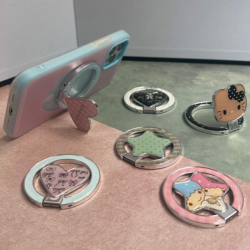 Tiktok-Style Magnetic Phone Holder, Fashionable and Cute, Desktop Horizontal Screen Support, Plastic Resin Foldable Portable Trendy