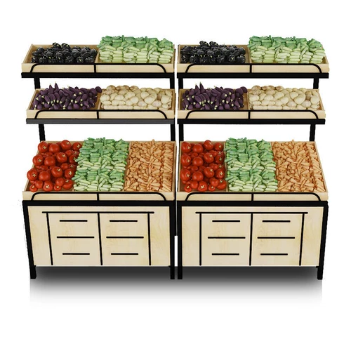 Свежие супермаркет овощи и фрукты дисплеи настройки полки Дисплей шкаф с уклон дисплеем стойки для фруктов