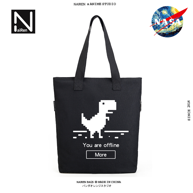 Google IT madman peripheral programmer printed canvas bag tutorial bag tote bag boy shoulder bag handbag