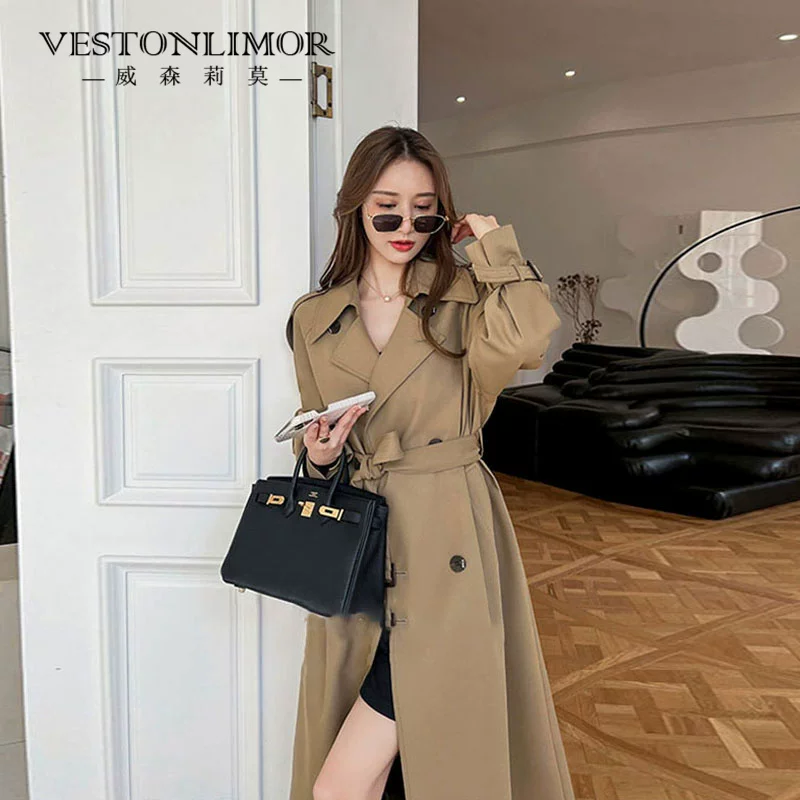 Осень trench coat, длинная куртка, средняя длина, городской стиль, для подростков, свободный крой