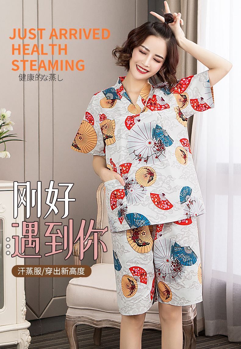 Sweat steaming clothing women's pure cotton foreign style sauna clothing Han steaming bath center bath clothing beauty salon physiotherapy clothing massage clothing open back