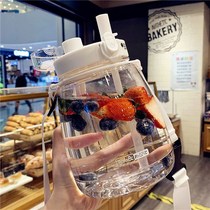 Net Red big belly double drink cup one cover double drink transparent creative plastic matte strap separation capacity portable high face value