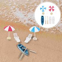 Beach Chair Mini Boat Miniature Decorations Umbrella Decor Trans