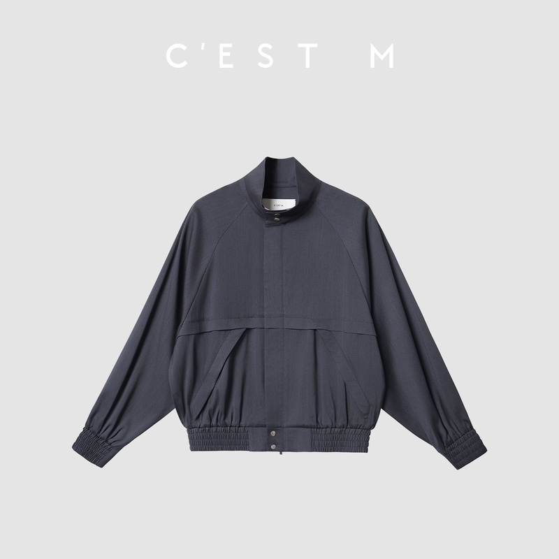 Cest m |   Custom-Made Heavyweight 34mm Dark-Patterned Silk Urban Luxury Fashion Harrington Jacket