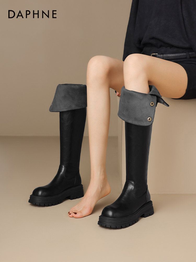 Daphne Thick-Leg High Boots for Women 2025 New Winter Fleece-Lined Thick-Soled Over-The-Knee Boots Retro Knight Boots