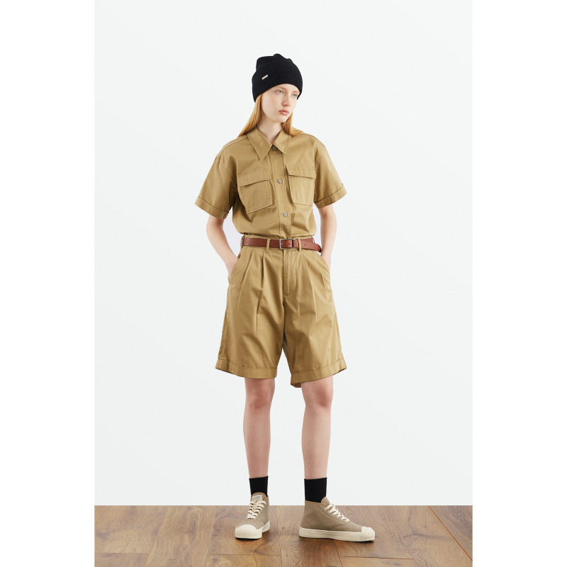 Cicadahood Japanese Twill Cotton Chino Bermuda Shorts Khaki