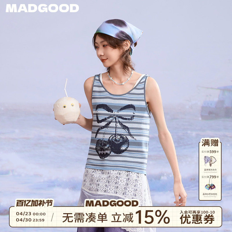 Madgood Horse Construction Site Japanese Style Nano Silk Cool Yarn Logo Embroider Fun Fruit Print Vest