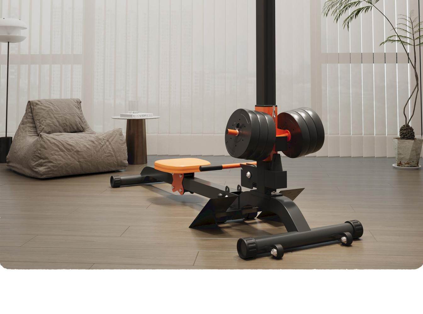 Тренажер для гребли 哑铃画船机多功能家用可折叠减脂双桨液压阻力静音哑铃套装健身