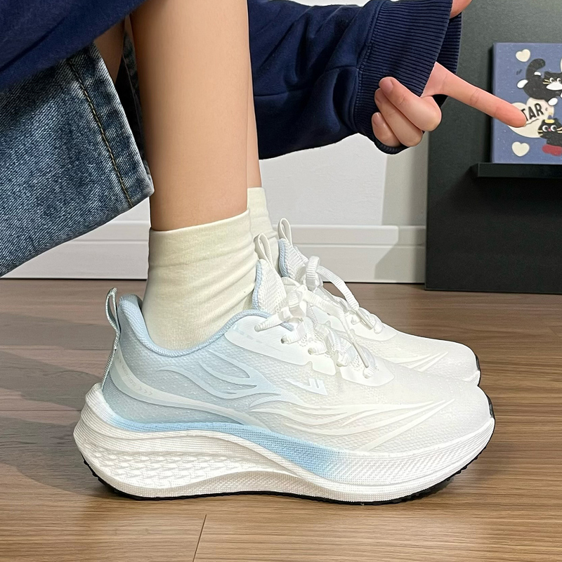 Pull-Back Sports Shoes for Women 2026 New Thick-Soled Mesh Breathable Running Shoes for Students Soft-Soled Lightweight Shock-Absorbing Casual Shoes