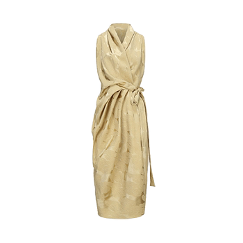 Ateliermisslu glitter gold 2024 spring and summer texture acetate cut-out wrap dress