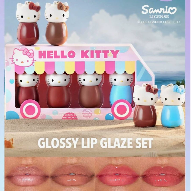 Набор косметики sheglam Hello Kitty — тени, блеск для губ и румяна, дорожный формат (8×6×2 см)