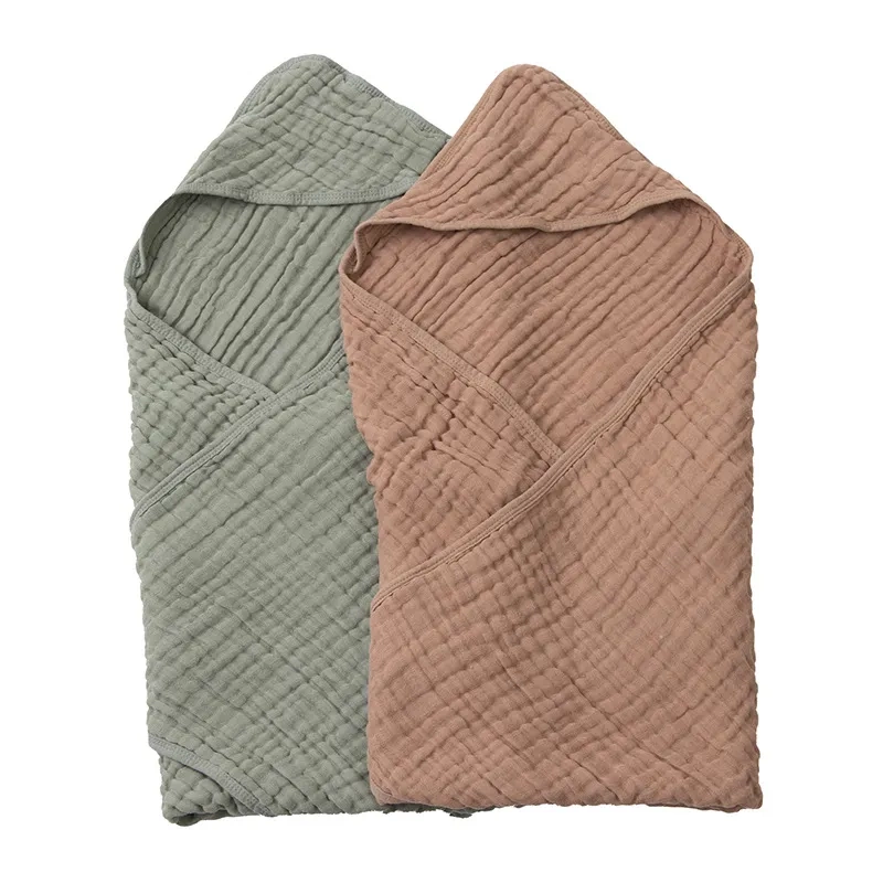 Class a Pure Cotton Baby Hooded Bath Towel Plain Gauze Bath Towel Amazon Foreign Trade Cross-Border