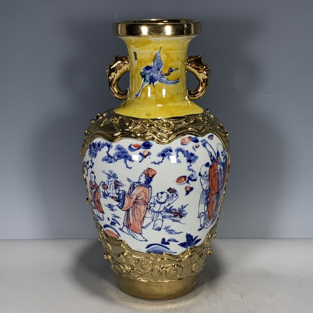高麗青磁　双耳花瓶　瓷器　木箱　時代物 高麗青磁 双耳花瓶 瓷器 木箱 時代物