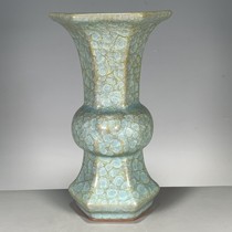 Antiques miscellaneous antiques second-hand goods Song Ru porcelain cracked ice full of dendrobium vase ornaments collectibles old objects