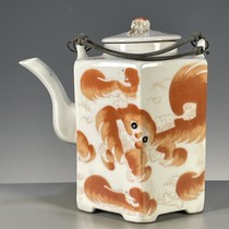 Porcelain supplies old goods collection bag old fidelity Qing Dynasty Tongzhi year Taishi Shaobao pattern six-sided beam teapot