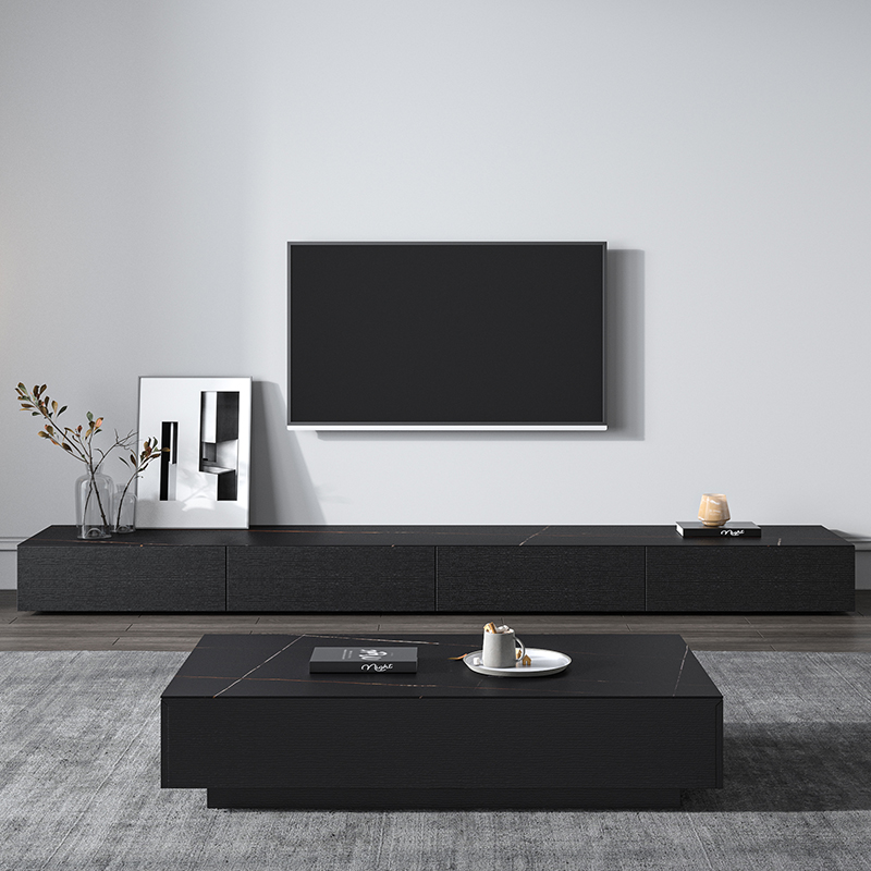 Painting modern minimal light luxury TV cabinet tea combined living room cabinet small household white black TV cabinet