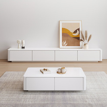 Modern minimal solid wood white paint tea cabinet combination living room bedroom TV cabinet can be customized