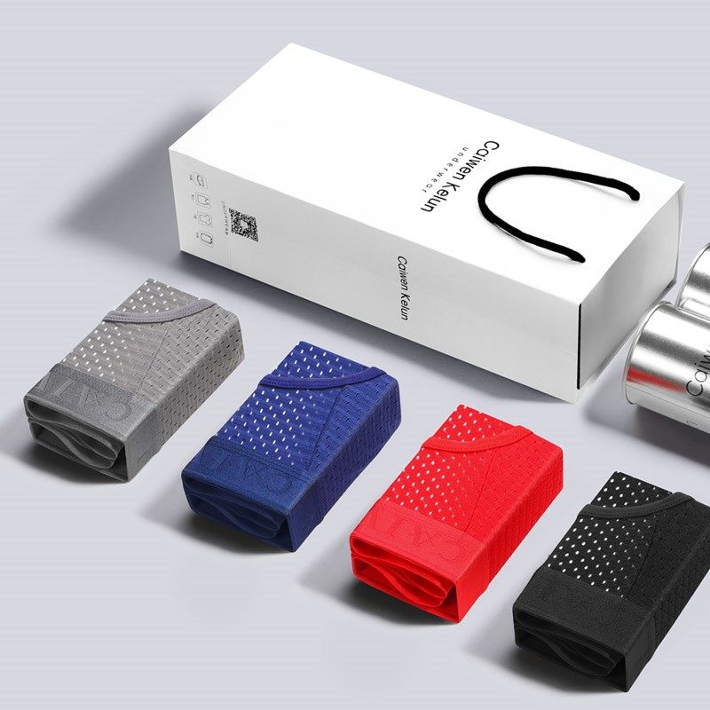 Men's Underwear Breathable Pants Ice Silk Screen Holes Sports Teenagers Triangle Trendy Personality Breathable Shorts Shorts