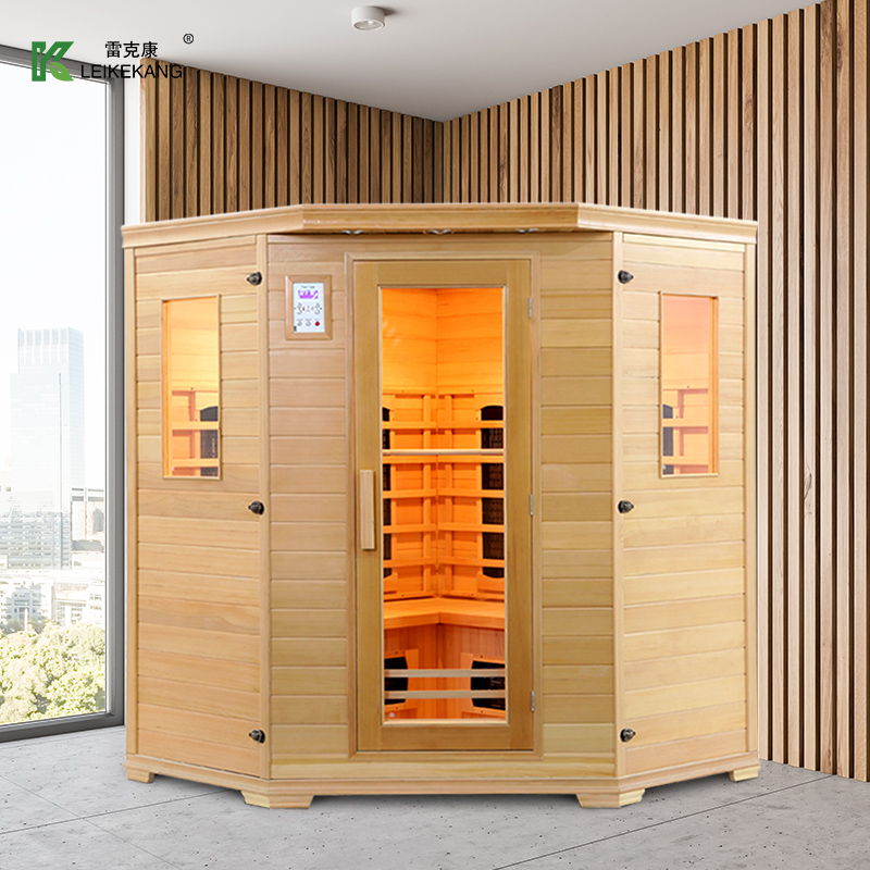 Multiperson corner diamond type sweat steam room home with far infrared home sauna room solid wood light wave room sweat steam box-Taobao